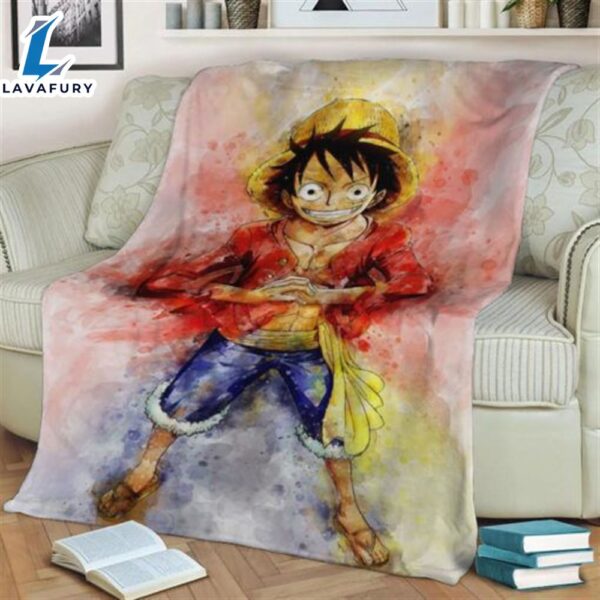D Luffy One Piece Fleece Blanket Gift For Fan