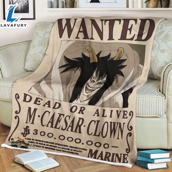 One Piece Wanted Dead Or Alive M Caesar Clown Anime Movie Blanket