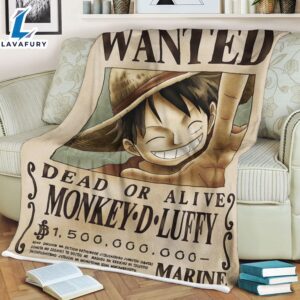 Monkey D Luffy One Piece Wanted Dead Or Alive Blanket