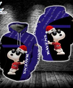 Baltimore Ravens Nfl Funny Snoopy With Sunglasses Peanuts Cartoon Movie 3d All Over Print Shirt