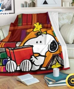 Bookworm Snoopy And Woodstock For Book Lovers Fleece Blanket Throw Blanket