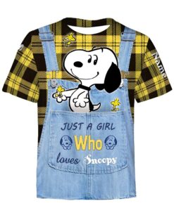 Cartoon Character Denim Girl Loves Snoopy Personalized Custom Name Hoodie All Over Printed 3d Unisex Men Women