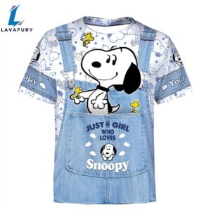 Cartoon Character Denim Snoopy Personalized Custom Name All Over Printed 3d Unisex Men Women