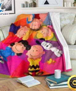 Charlie Brown And Snoopy Family And Woodstock Fleece Blanket Throw Blanket