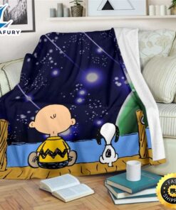 Charlie Brown And Snoopy Stargazing Fleece Blanket Throw Blanket