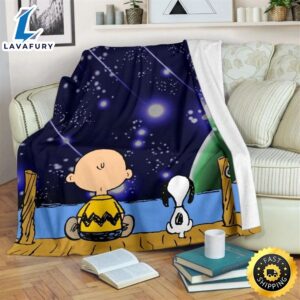 Charlie Brown And Snoopy Stargazing Fleece Blanket Throw Blanket