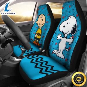 Charlie & Snoopy Aqua Blue Color Cartoon Car Seat Covers Universal Fit
