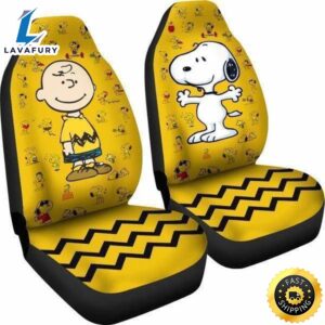 Charlie Snoopy Yellow Theme Car Seat Cover Universal Fit 4 rbedge.jpg