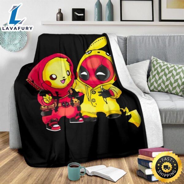 Funny Pikachu Deapool Each Other Pokemon Blanket