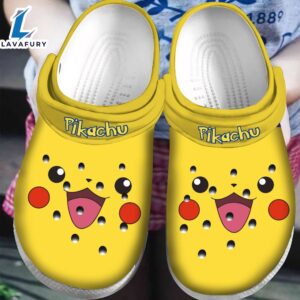 Happy Pikachu Face Yellow Pokemon Clogs Shoes