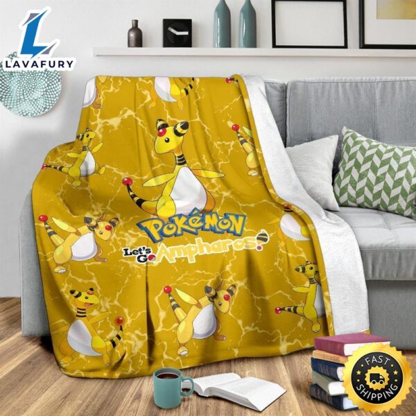Let’s Go Ampharos Pokemon Funny Gift For Fan Pokemon Blanket