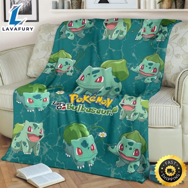 Let’s Go Bulbasaur Pokemon Funny Gift For Fan Pokemon Blanket
