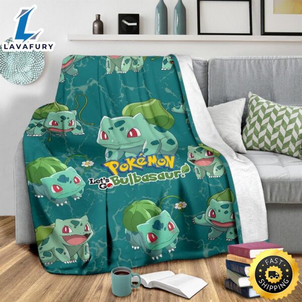 Let’s Go Bulbasaur Pokemon Funny Gift For Fan Pokemon Blanket