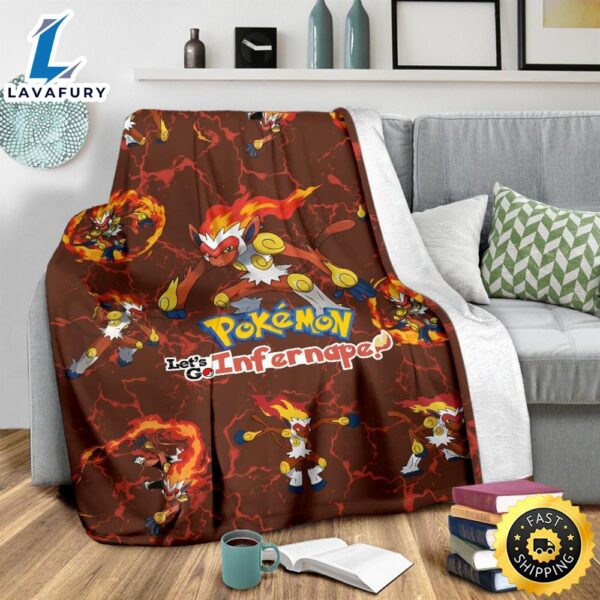 Let’s Go Infernape Funny Poke Fan Gift Idea Pokemon Blanket