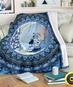 Mandala Snoopy I Love You To The Moon Back Fleece Blanket, Premium Comfy Sofa Throw Blanket Gift