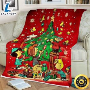 Merry Christmas Snoopy And Peanuts Tree Christmas , Snoopy Gift For Fan Comfy Sofa Throw Blanket Gift