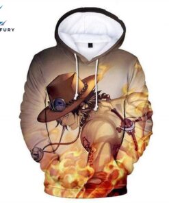 One Piece Hoodies Ace One Piece Sweatshirt With Burning Fists Anime 3D Hoodie