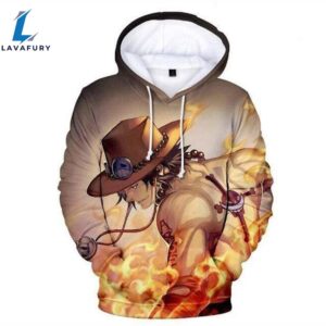 One Piece Hoodies Ace One Piece Sweatshirt With Burning Fists Anime 3D Hoodie