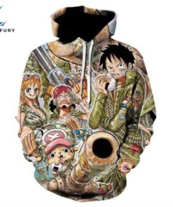 One Piece Hoodies Military Style Straw Hat One Piece Anime 3D Hoodie