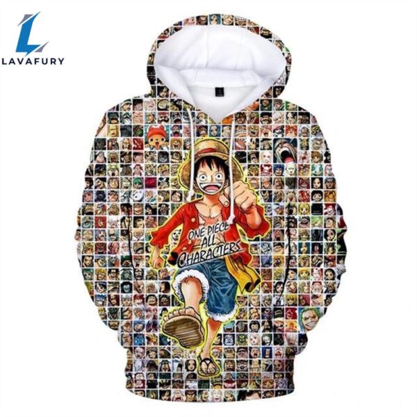 One Piece Monkey D. Luffy All Characters Anime 3D Hoodie