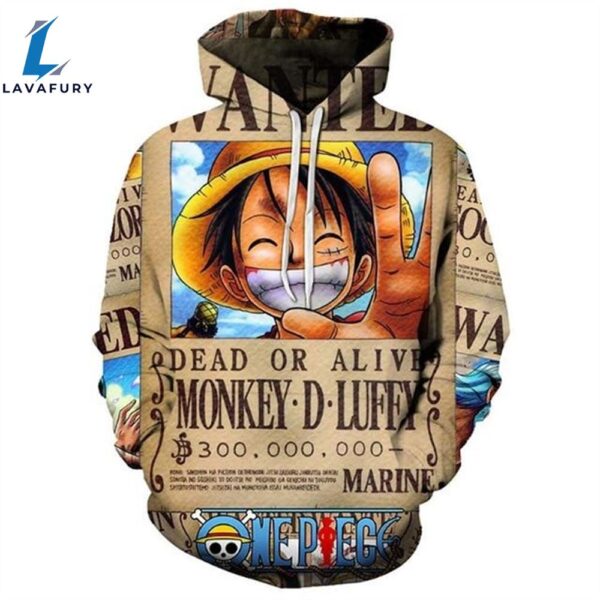 One Piece Monkey D. Luffy Dead or Alive Poster Anime 3D Hoodie