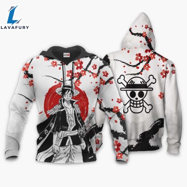 One Piece Monkey D. Luffy Japanese Style Black White Hoodie