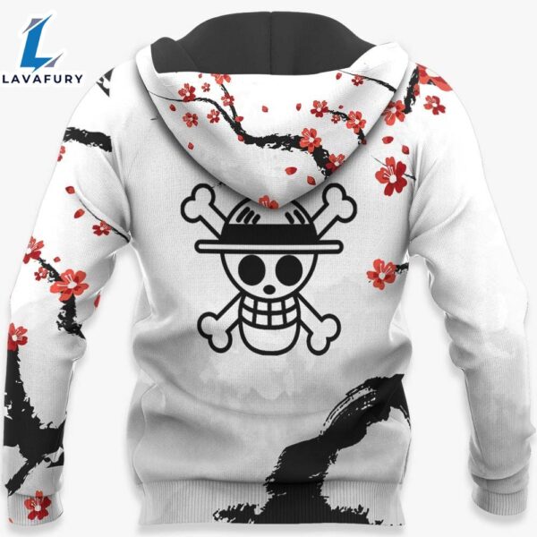 One Piece Monkey D. Luffy Japanese Style Black White Hoodie