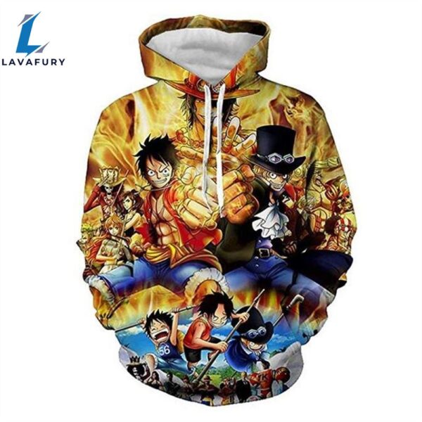 One Piece Monkey D. Luffy & Sabo Anime 3D Hoodie