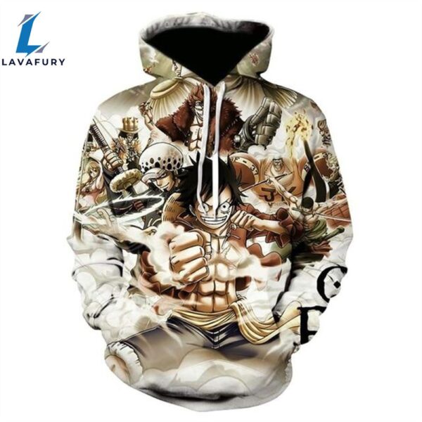 One Piece Monkey D. Luffy Sixpack Anime 3D Hoodie