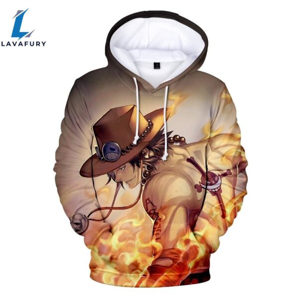 One Piece Portgas D. Ace Flames Anime 3D Hoodie