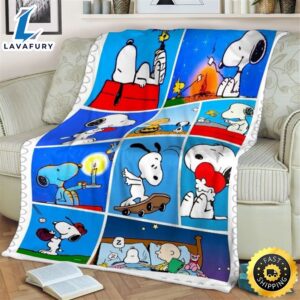 Peanuts Gift, Peanuts Snoopy Charlie Brown Woodstock Gift For Fan Comfy Sofa Throw Blanket Gift
