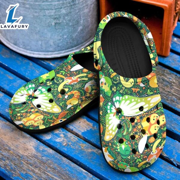 Pokemon Bug Anime Pattern Crocs Classic Clogs Shoes In Green
