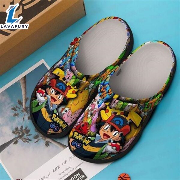 Pokemon Cartoon Characters Pattern Crocs Classic Clogs Shoes In Colorful