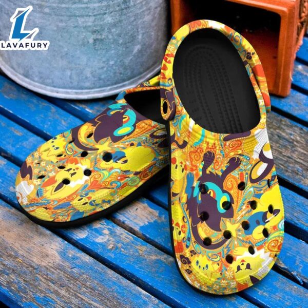 Pokemon Electric Anime Pattern Crocs Classic Clogs Shoes In Yellow