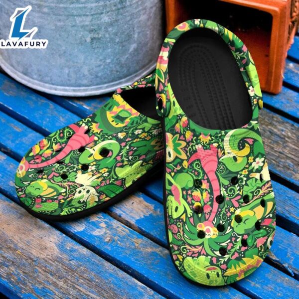 Pokemon Grass Anime Pattern Crocs Classic Clogs Shoes In Green