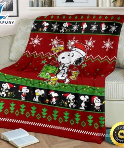 Snoopy Christmas Fleece Blanket Gift For Fan, Premium Comfy Sofa Throw Blanket Gift