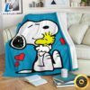 Snoopy Hug Woodstock Fleece Blanket, Premium Comfy Sofa Throw Blanket Gift