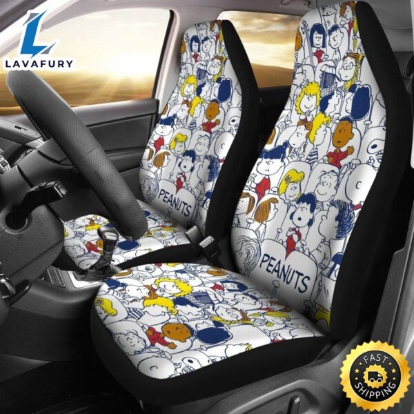 Snoopy Peanuts Full Character White Car Seat Covers Universal Fit