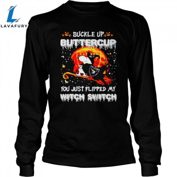 Snoopy Raiders Buckle Up Buttercup You Just Flipped Halloween Unisex Shirt