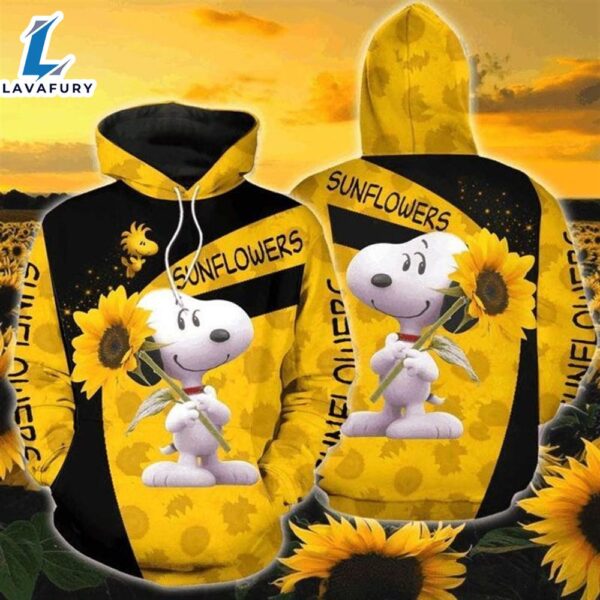 Snoopy With Sunflower Cartoon Peaunts Movie Cartoon 3D All Over Print Shirt