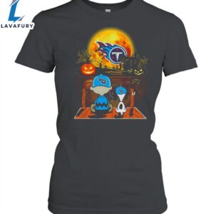 Snoopy And Charlie Brown Pumpkin Tennessee Titans Halloween Moon Unisex Shirt