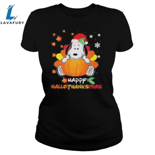 Snoopy Happy Hallothanksmas Halloween Thanksgiving Christmas Unisex Shirt