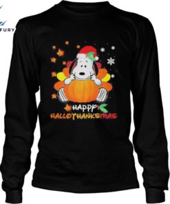 Snoopy happy hallothanksmas halloween thanksgiving christmas Unisex Shirt 2 raupr6.jpg