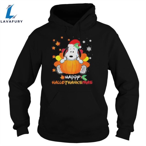 Snoopy Happy Hallothanksmas Halloween Thanksgiving Christmas Unisex Shirt