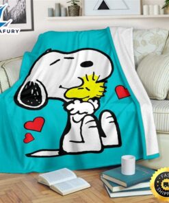 Turquoise Snoopy Hug Woodstock Fleece…