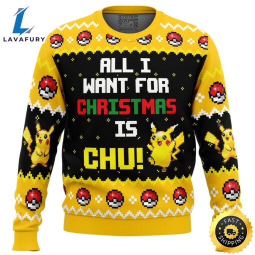 All I Want Picachu Pokemon Ugly Christmas Sweater