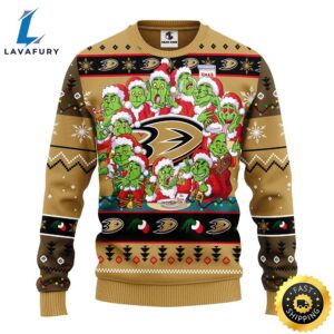 Anaheim Ducks 12 Grinch Xmas Day Christmas Ugly Sweater