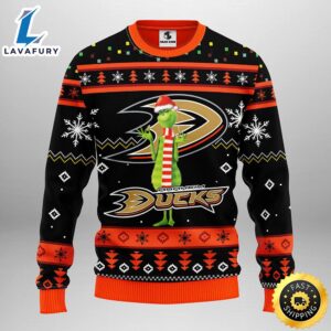 Anaheim Ducks Funny Grinch Christmas Ugly Sweater