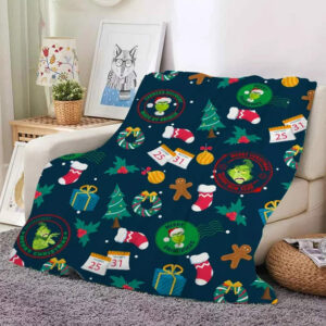 Anime Christmas Grinch Blanket Flannel Throw Blankets