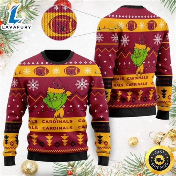 Arizona Cardinals American NFL Football Team Logo Cute Grinch Christmas Ugly Sweater